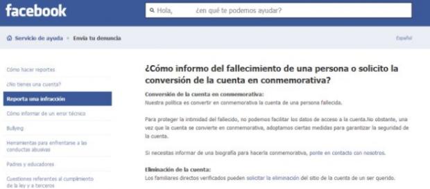 Solicitud de cuenta conmemorativa en Facebook Solicitud de cuenta conmemorativa en Facebook