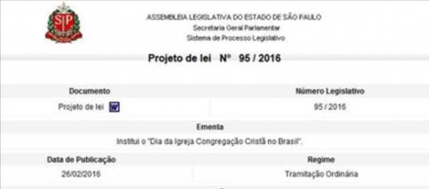 Reprodução do PL 95/2016 (Assembleia Legislativa) Reprodução do PL 95/2016 (Assembleia Legislativa)
