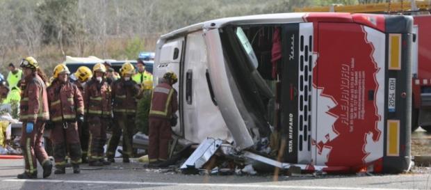 El autobús siniestrado esta mañana en Tarragona El autobús siniestrado esta mañana en Tarragona