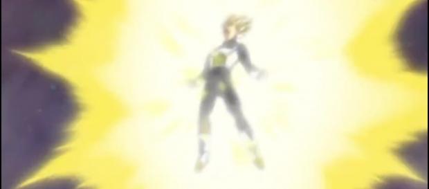 Vegeta hace explotar su poder frente a Magetta Vegeta hace explotar su poder frente a Magetta
