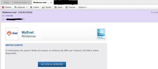 email truffaldina che si riceve a nome Enel