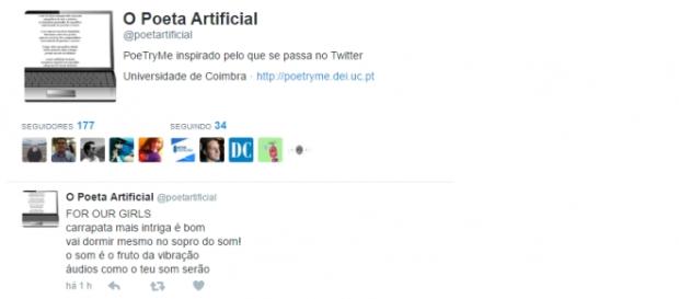 Alguns 'tweets' do PoeTryMe na rede social. Alguns 'tweets' do PoeTryMe na rede social.