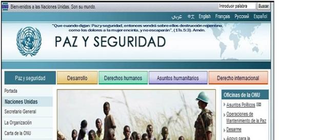 Portal de la web de la ONU anuncia la paz y seguridad Portal de la web de la ONU anuncia la paz y seguridad