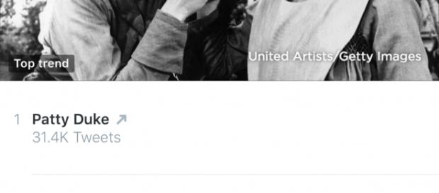 Patty Duke just trended on Twitter today. Patty Duke just trended on Twitter today.