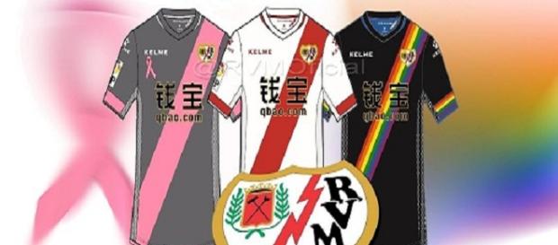 Os uniformes do Rayo Vallecano na atual temporada. Os uniformes do Rayo Vallecano na atual temporada.