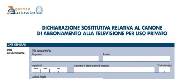 Il modello di autodichiarazione del canone tv. Il modello di autodichiarazione del canone tv.