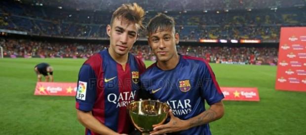 Munir y Neymar celebrando el Gamper Munir y Neymar celebrando el Gamper