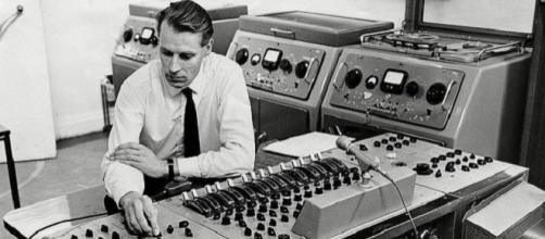 George Martin hard at work in the record studio