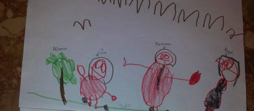 Disegni di Valentina a 4 anni e a 3 anni.