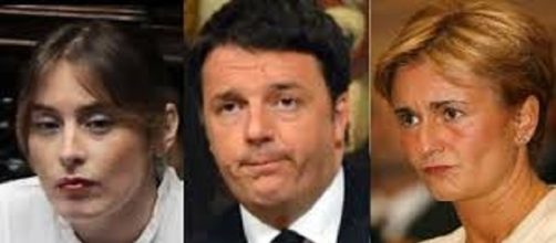 Matteo Renzi con Federica Guidi e il ministro Boschi