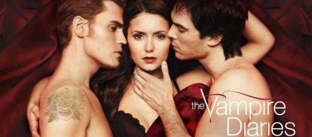 Elena and Stefan and Damon Salvatore. Elena and Stefan and Damon Salvatore.