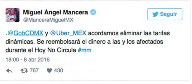 Foto del twitter de Miguel Ángel Mancera Foto del twitter de Miguel Ángel Mancera