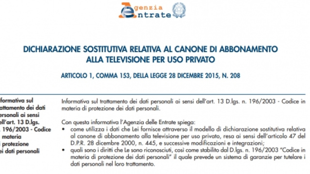 Dichiarazione sostitutiva di non detenzione