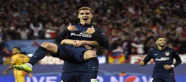 Griezmann comemorando seu primeiro gol feito na partida. Griezmann comemorando seu primeiro gol feito na partida.