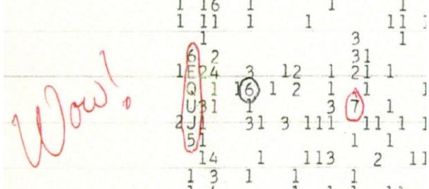 Il famoso 'wow' che indicava l'anomalia del segnale. Il famoso 'wow' che indicava l'anomalia del segnale.