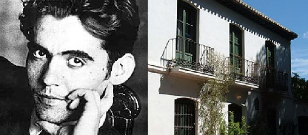 Retrato de García Lorca y fotografía de la Huerta de San Vicente Retrato de García Lorca y fotografía de la Huerta de San Vicente