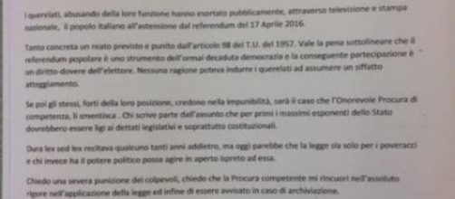 La denuncia querela contro Renzi e Napolitano