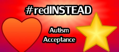 Red Graphic with #redinstead and autism acceptance/Graphic: Nancy Jobes
