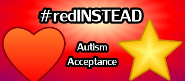Red Graphic with #redinstead and autism acceptance/Graphic: Nancy Jobes Red Graphic with #redinstead and autism acceptance/Graphic: Nancy Jobes