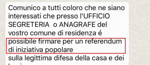 La bufala diffusa su WhatsApp del referendum per la legittima difesa