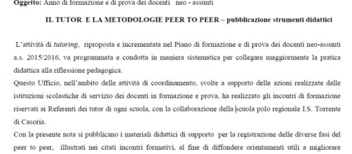 Materiale per il peer to peer, formazione neoassunti 2015/16