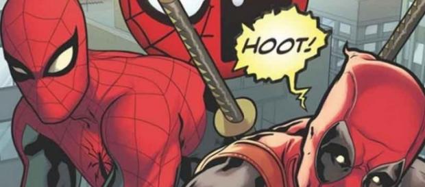 Spiderman y Deadpool dibujados juntos. Spiderman y Deadpool dibujados juntos.