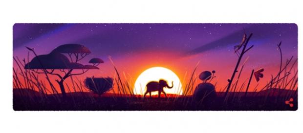 Um dos doodles do Google traz um elefante acompanhado do pôr do sol. Um dos doodles do Google traz um elefante acompanhado do pôr do sol.