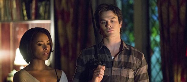 Bonnie (Kat Graham) and Damon (Ian Somerhalder) Bonnie (Kat Graham) and Damon (Ian Somerhalder)