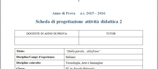 scheda di progettazione attività didattica sostegno