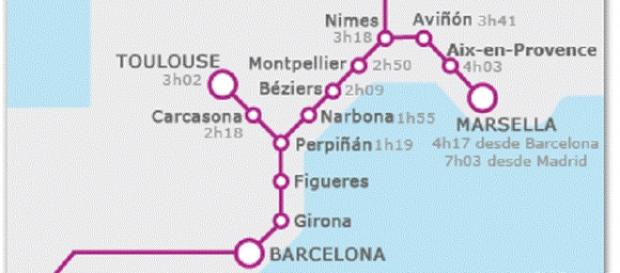 Itinerario del AVE y TGV Madrid-Barcelona-Paris. Itinerario del AVE y TGV Madrid-Barcelona-Paris.
