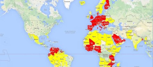 Diffusione Locky (rosso=molto diffuso, giallo=mediamente diffuso)