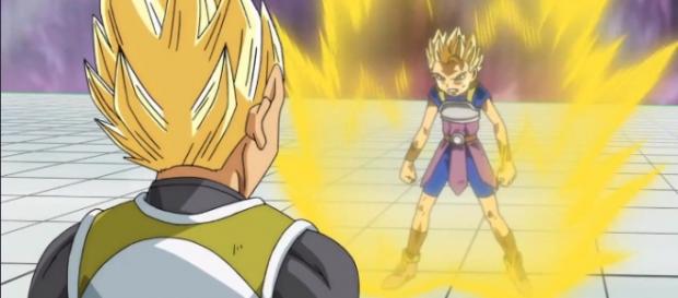 El príncipe Vegeta luchando con Kyabe El príncipe Vegeta luchando con Kyabe