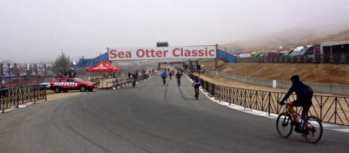 Cyclists finishing a race at the Sea Otter Classic