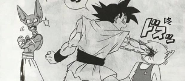 Gokú golpeando a Monaca cruelmente Gokú golpeando a Monaca cruelmente