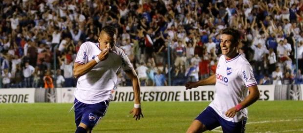 Nico López comemora gol contra o Palmeiras, na Libertadores. Nico López comemora gol contra o Palmeiras, na Libertadores.
