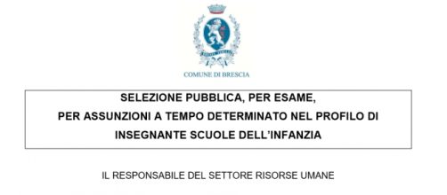 Selezione pubblica infanzia, domande entro 15/04