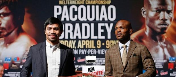Manny Pacquiao y Timothy Bradley, en la previa del último combate del filipino Manny Pacquiao y Timothy Bradley, en la previa del último combate del filipino