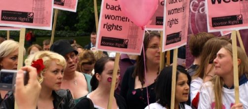 A group of women protest during a pro-choice demonstration in Oxford. Source: Flickr