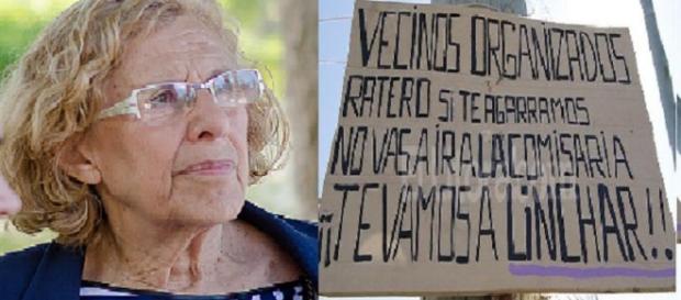 Manuela Carmena y un cartel ciudadano Manuela Carmena y un cartel ciudadano