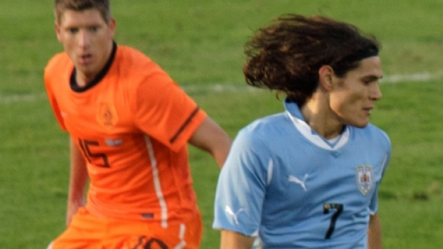 Cavani con la maglia dell'Uruguay.