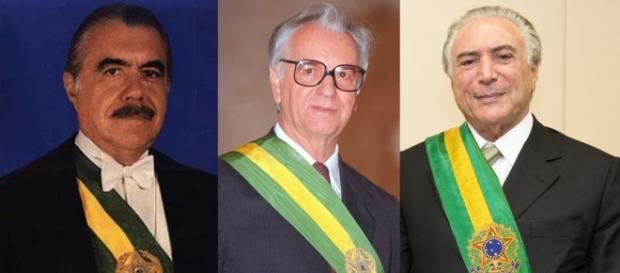 José Sarney, Itamar Franco e Michel Temer José Sarney, Itamar Franco e Michel Temer