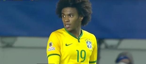 Willian pela seleção. Reprodução: Youtube Willian pela seleção. Reprodução: Youtube