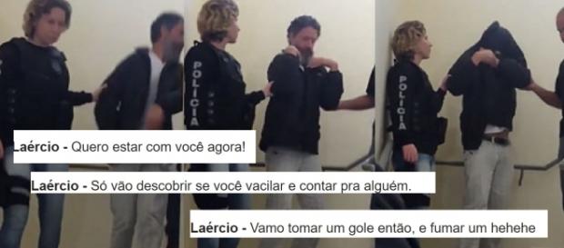 Laércio tenta esconder o rosto após prisão Laércio tenta esconder o rosto após prisão
