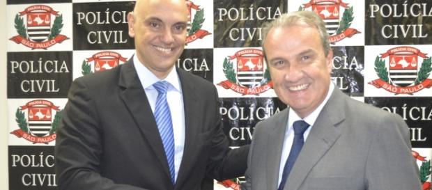 Ministro da Justiça Alexandre de Moraes e secretário Mágino Alves Ministro da Justiça Alexandre de Moraes e secretário Mágino Alves