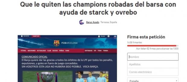 Petición de retira Champions Barça Petición de retira Champions Barça