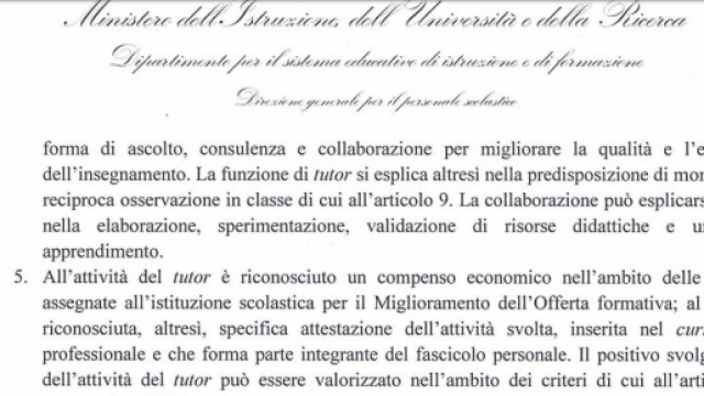 ruolo nella fase finale e compenso tutor