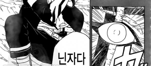 Byakugan de Boruto es mostrado en la Página 4 del manga 1 Byakugan de Boruto es mostrado en la Página 4 del manga 1