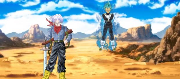 Trunks del Futuro junto a su padre. Trunks del Futuro junto a su padre.