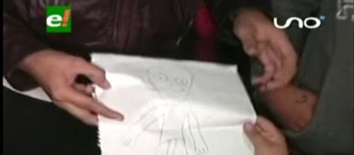 Il disegno dell'alieno visto in Bolivia