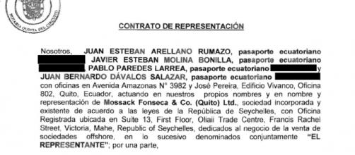 Contrato de representación de Mossack & Fonseca Quito